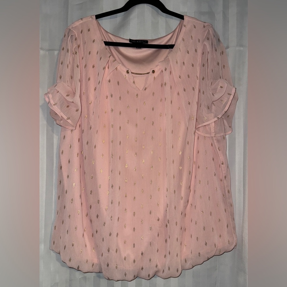 Sara Michelle Pink Bubble Hem Blouse Size 3X